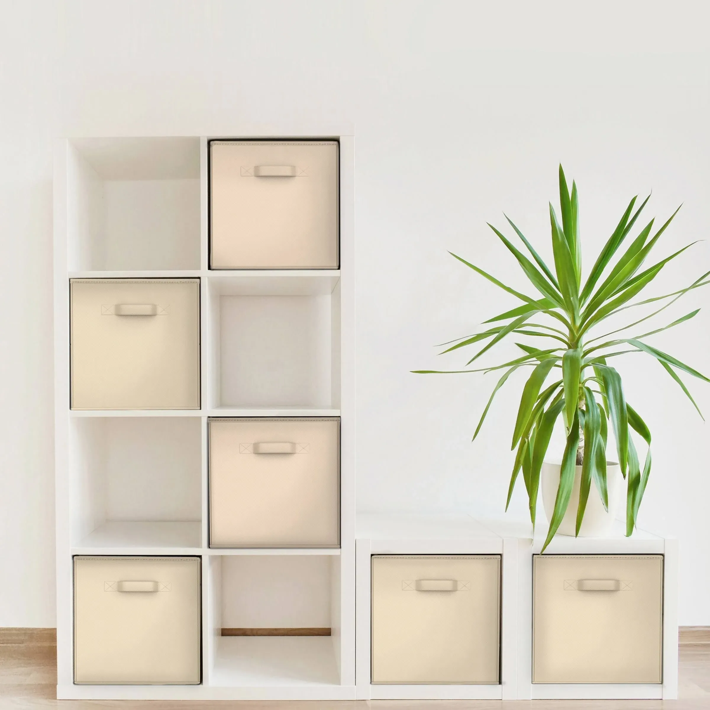 Hastings Home Set of 6 Cube Storage Bins - Beige