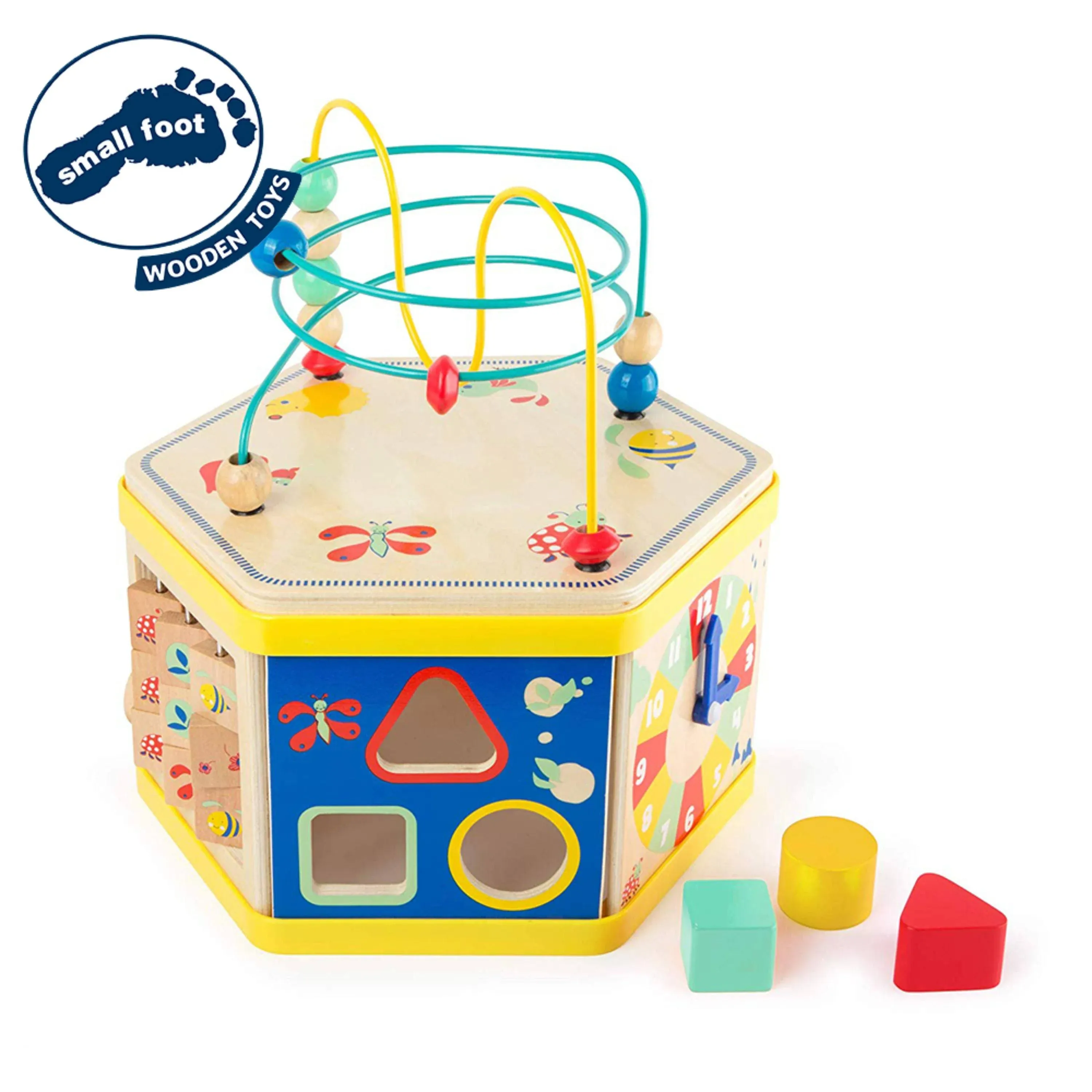 Small Foot Wooden Toys - Activity Center 7-in-1 Iconic Motor Skills Move It! Playset