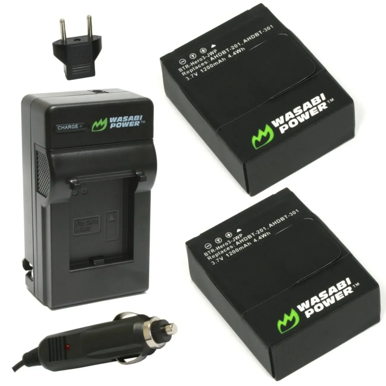 Wasabi Power Battery (2-Pack) and Charger for GoPro HERO3+, HERO3