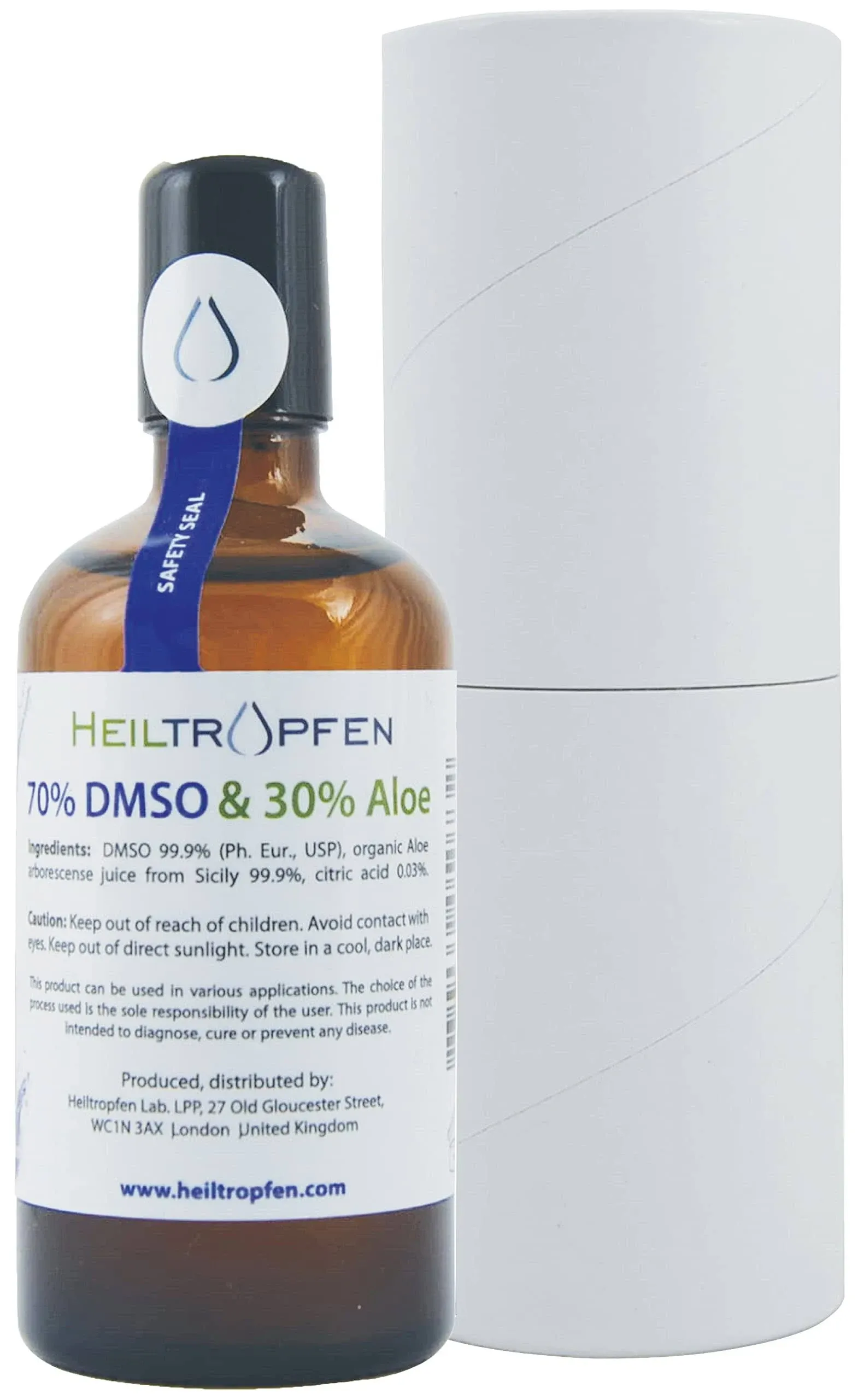 Roll On DMSO and Aloe Arborescense by Dr. Hartmut Fischer | Amber Glass Bottle with Roll On | 3.4 Fl Oz - 100 ml | High Purity