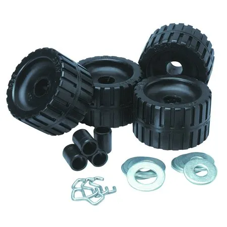 C.E. Smith Ribbed Roller Replacement Kit - 4 Pack - Black - 29210