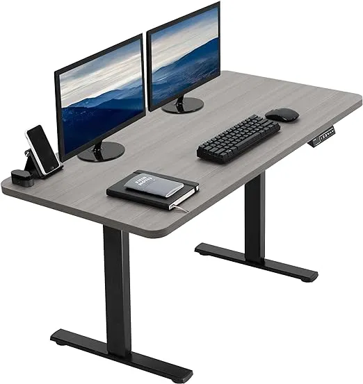 VIVO Electric 43 x 24 inch Standing Desk Workstation, Memory Controller Height Adjustment, 1B Series, One-Piece Dark Gray Top, Black Frame, DESK-KIT-1B4G