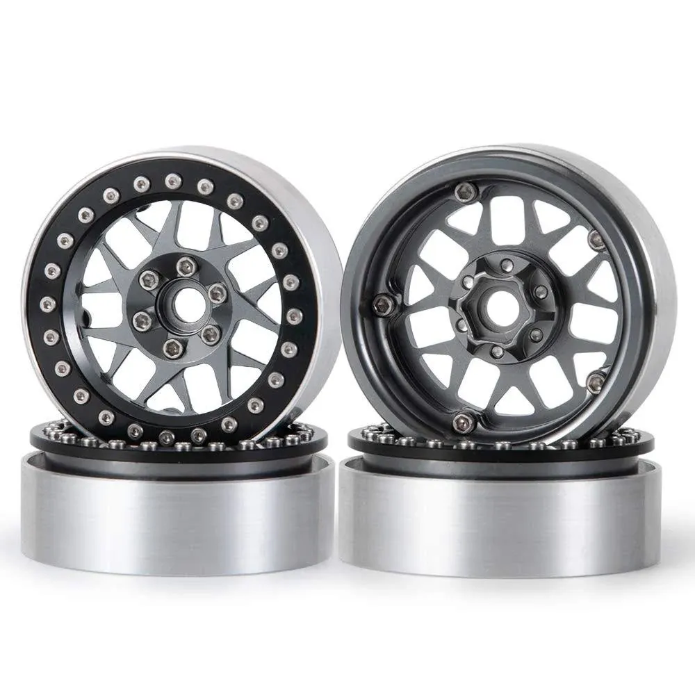 RCLIONS 4pcs Aluminum Alloy 2.2inch Beadlock Wheels Rims for Axial Wraith SCX10 TRX4 1/10th RC Rock Crawler Car (Titanium)