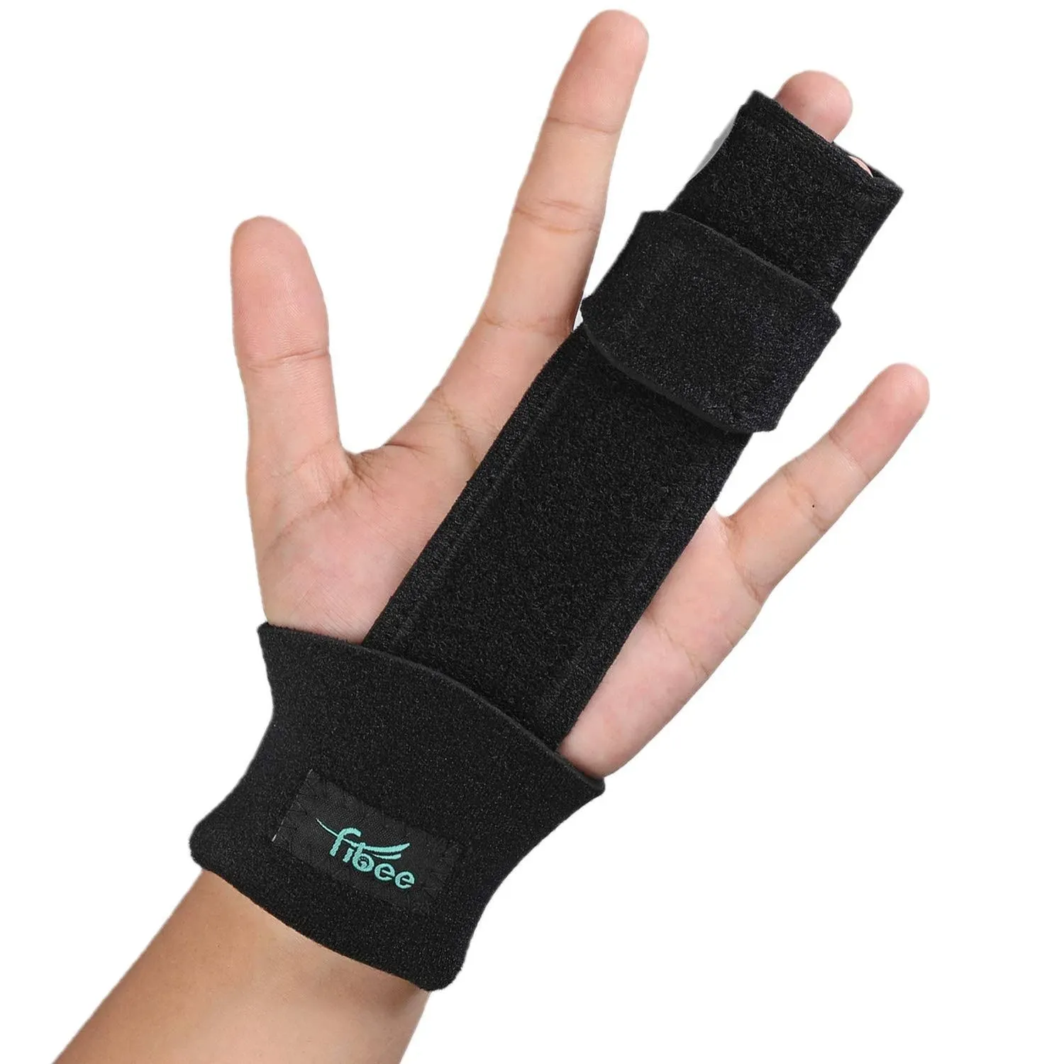 Trigger Finger Splint, Adjustable Two Finger Splint Full Hand and Wrist Brace Support, Metal Straightening Immobilizer Treatment for Sprains, Mallet Injury, Arthritis(S/M)