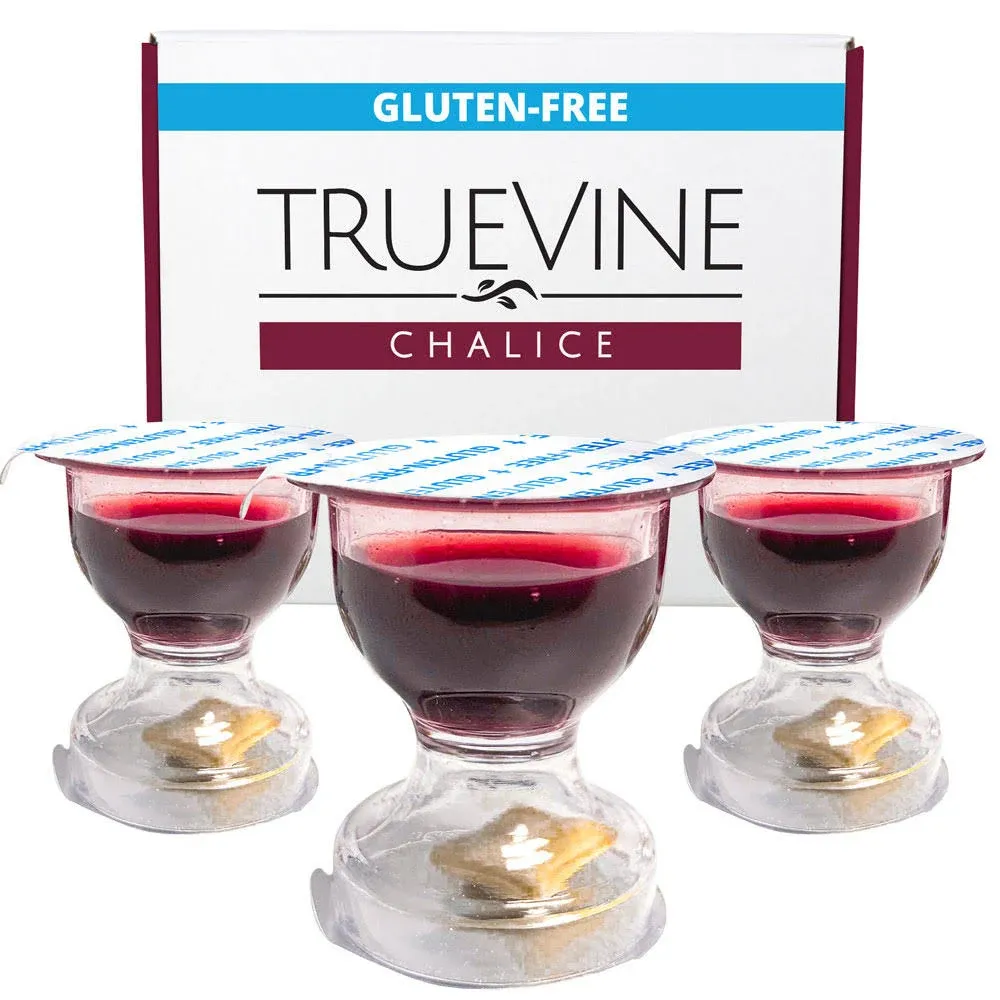 TrueVine Chalice Communion Cups and Wafer Set - Prefilled Cups with Gluten Free Unleavened Bread & Grape Juice - Carefully Packaged & Easy to Open, Ideal First Communion (200 Count)