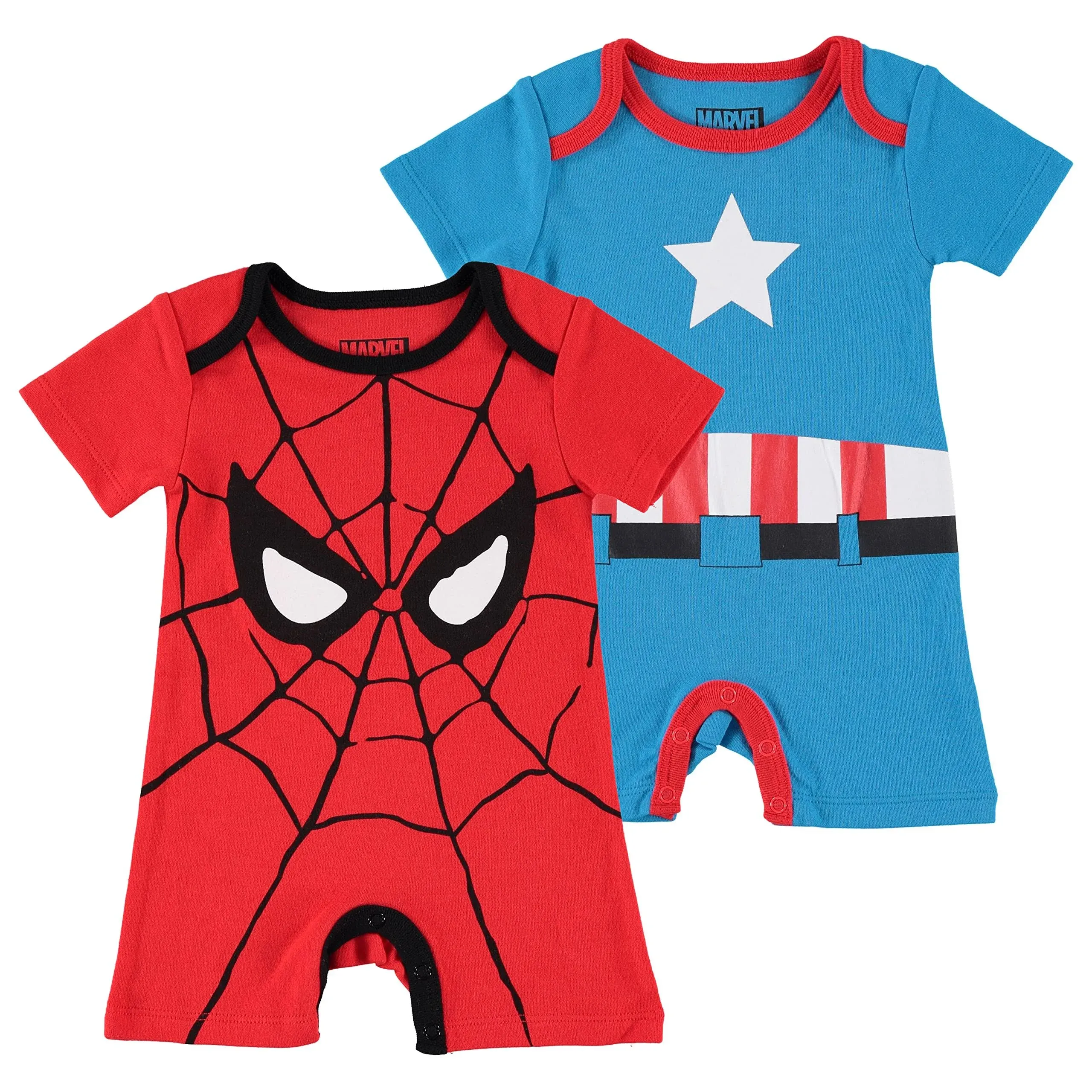 Marvel 2-Pack Spiderman & Captain America Romper Set - 0-3 Months