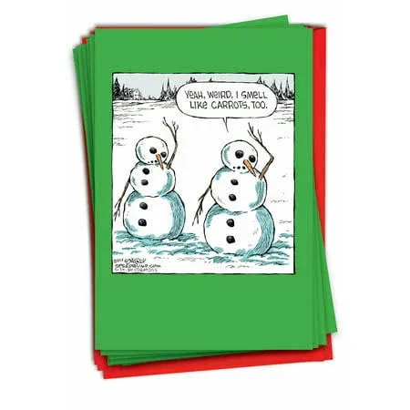 Smell Like Carrots Snowman Box of 12 Dave Coverly Funny Christmas Cards