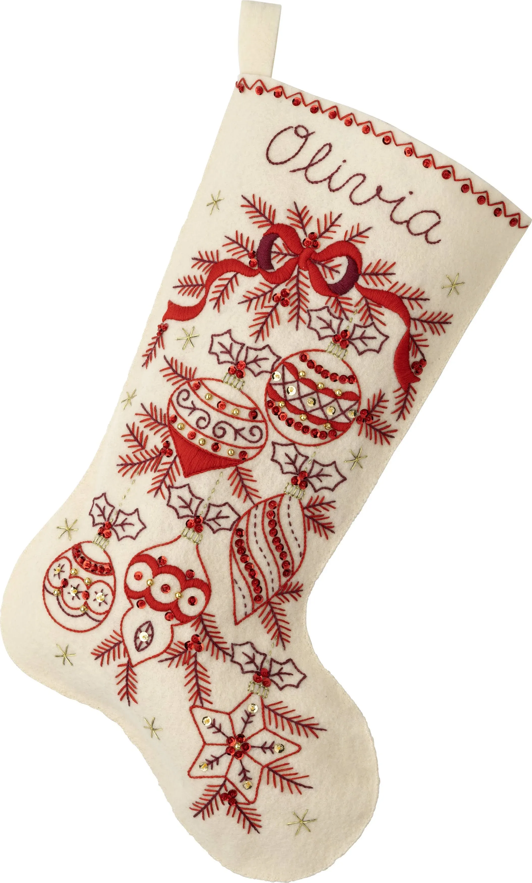 Bucilla Felt Stocking Applique Kit 18" Long Classic Christmas