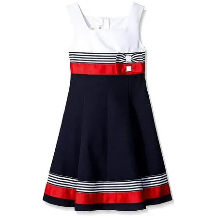 Bonnie Jean Girls Easter Scuba Special Ocassion Dress (5 Navy/Red)