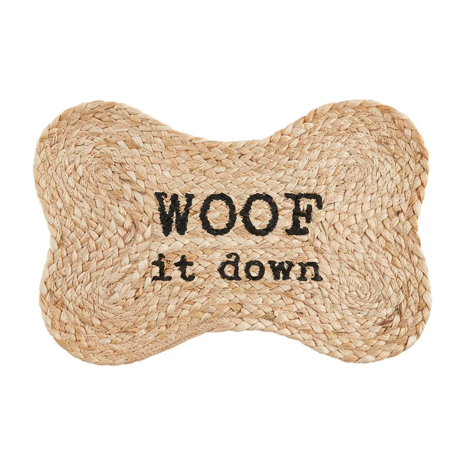 Mud Pie Jute Dog Bowl Mat, Woof