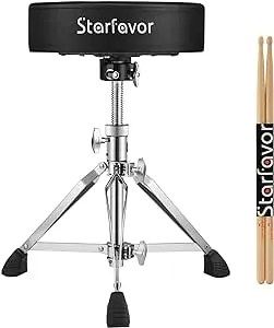 Starfavor Drum Throne - Height Adjustable Seat Drum Stool with Drumsticks