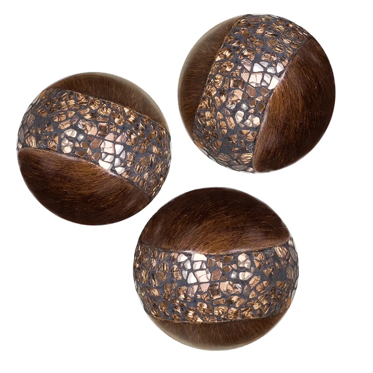 Creative Scents Schonwerk Walnut Decorative Orbs for Bowls and Vases (Set of 3)