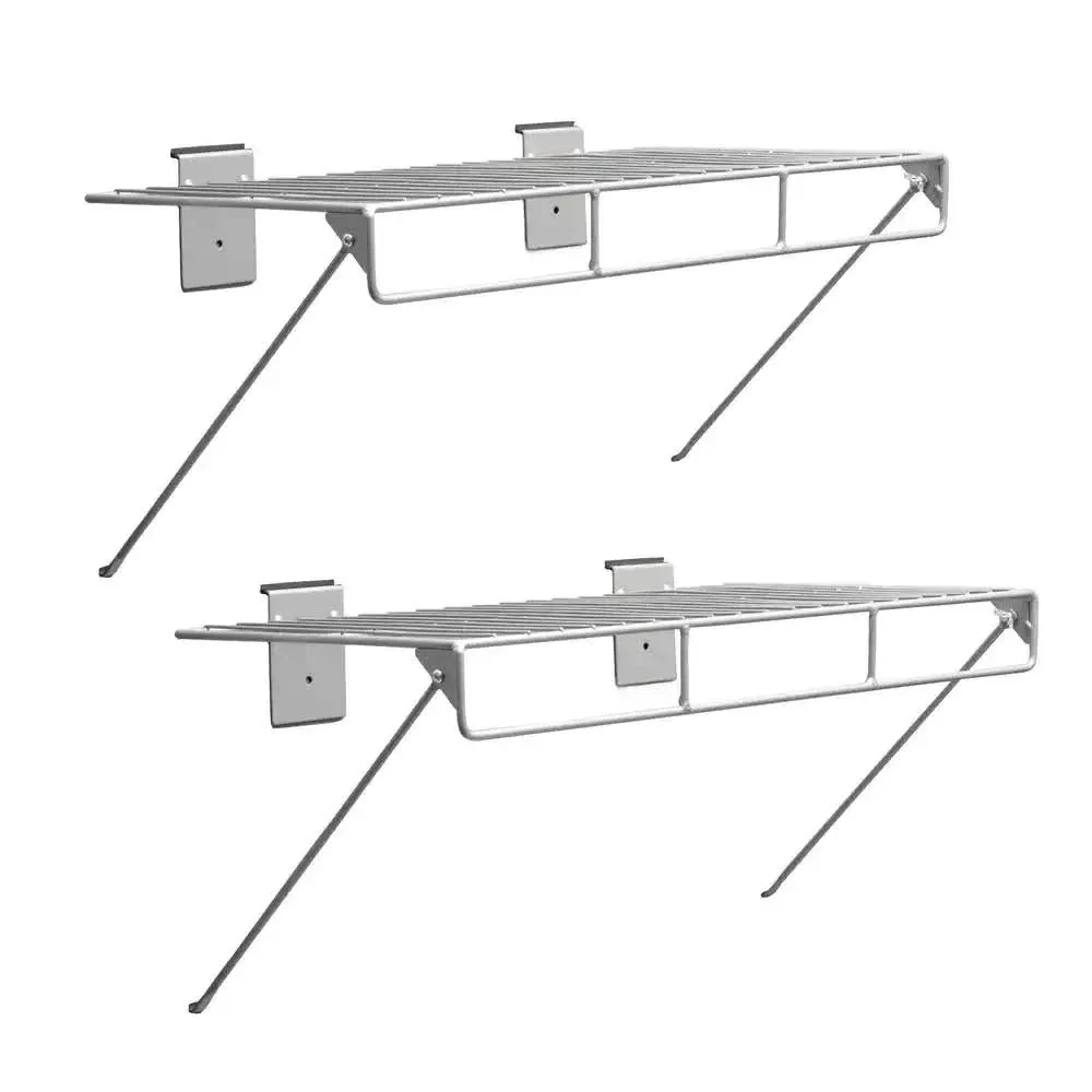 CROWNWALL 24 in. L x 12 in. W Slatwall Wire Shelf with Rail (2-Pack) WSBKT2412-V2-2P