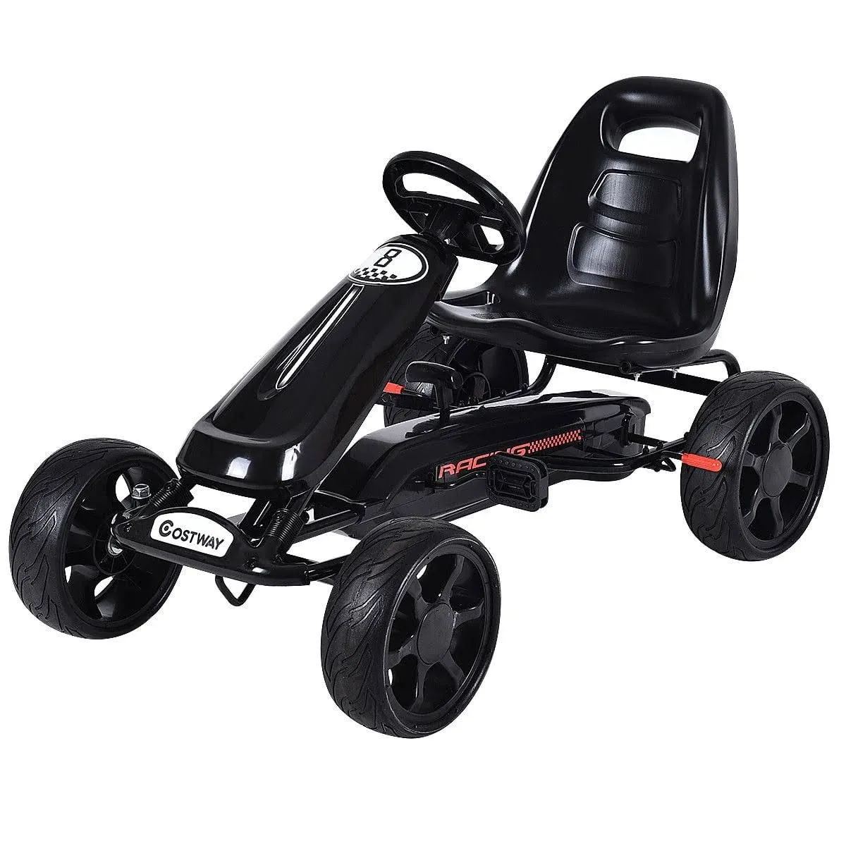 Costway Xmas Gift Go Kart Kids Ride on Car Pedal Powered Car 4 Wheel Racer Toy ...