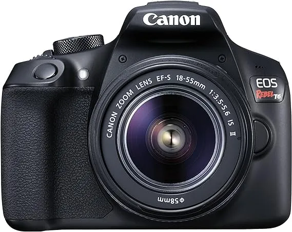 Canon Digital SLR Camera Kit [EOS Rebel T6] with EF-S 18-55mm and EF 75-300mm Zoom Lenses - Black, full-size