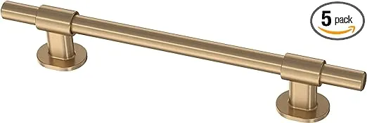 Franklin Brass Adjusta-Pull Bar (5-Pack) Adjustable Cabinet Handles 1-3/8" to 6-5/16" Hole to Hole Champagne Bronze Kitchen Cabinet Pulls Hardware Dresser Gold Drawer Pulls P44365-CZ-B