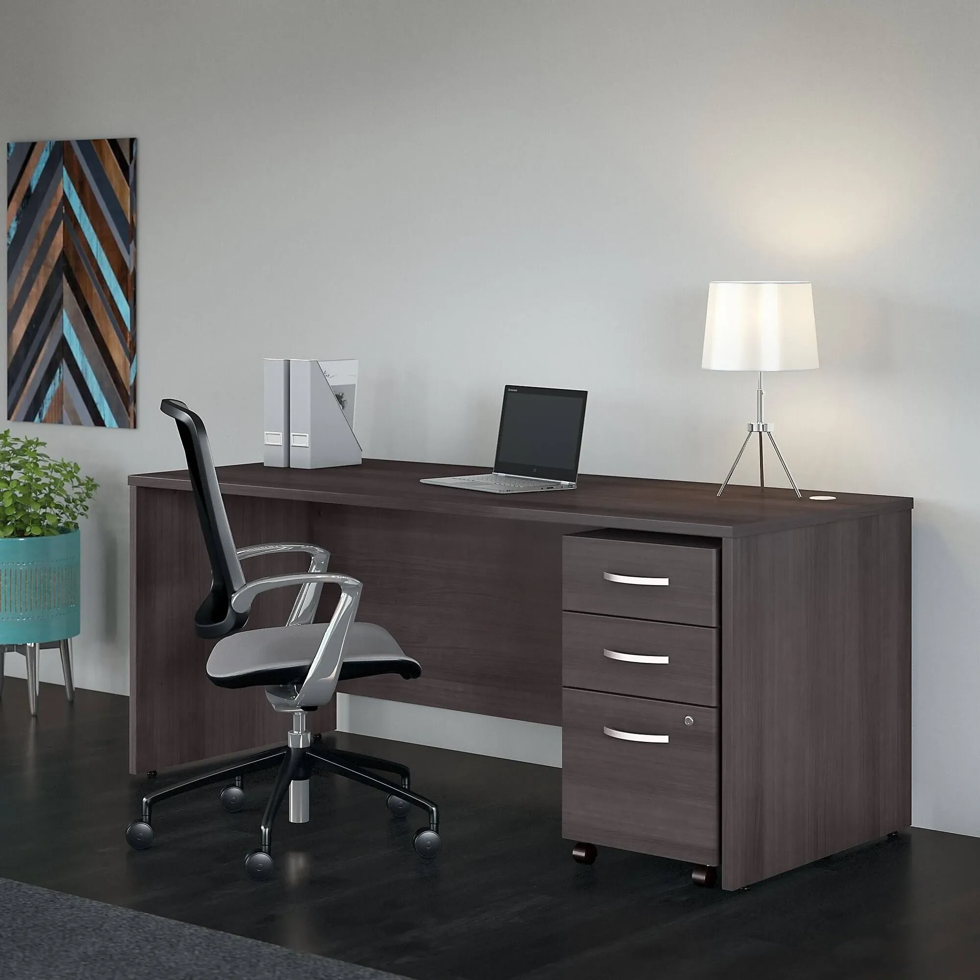 Bush Business Furniture Studio C 72W x 30D Office Desk with Mobile File Cabinet ...