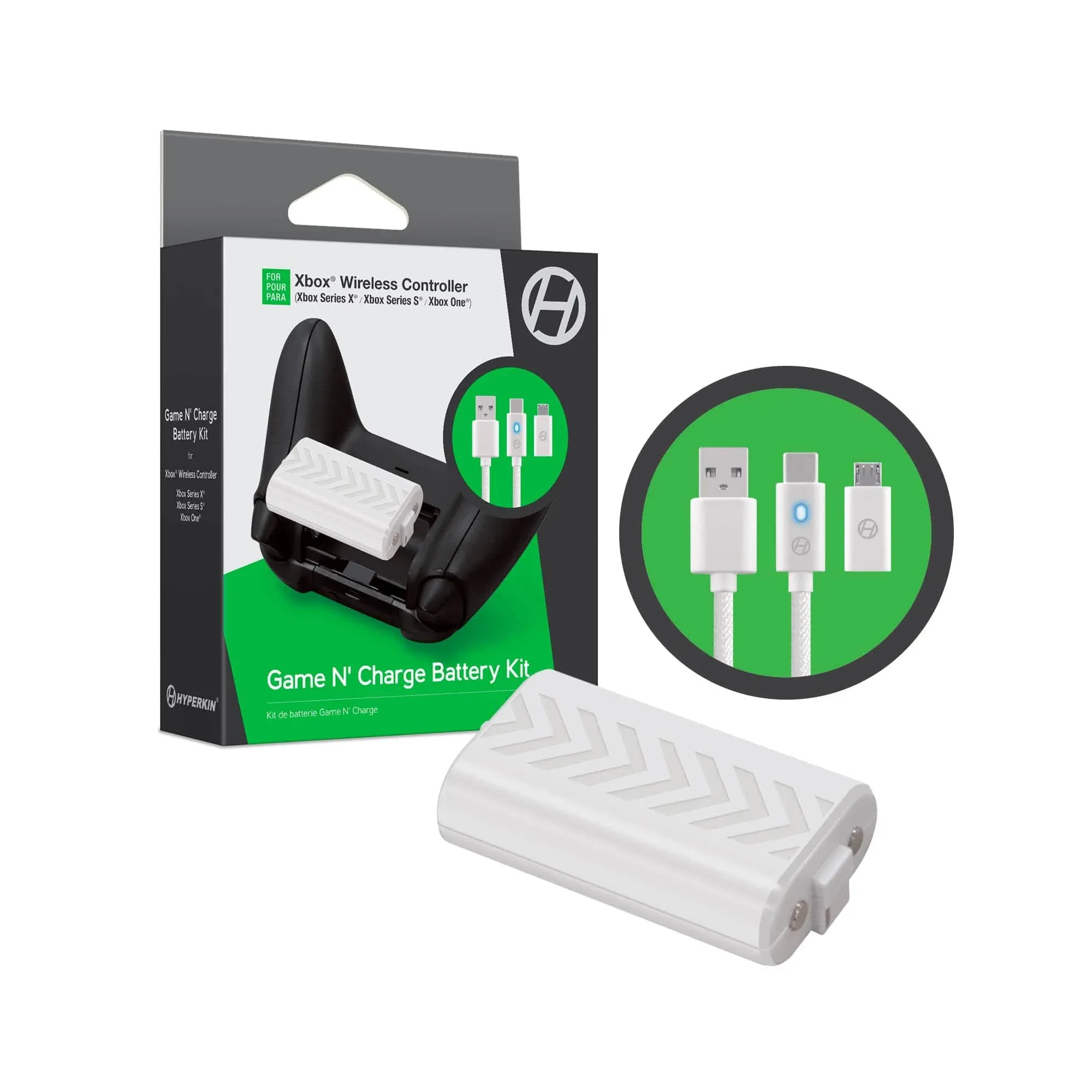 "Game N' Charge Battery Kit (White) Compatible With Xbox Series X® / Xbox Series S®/ Xbox One"