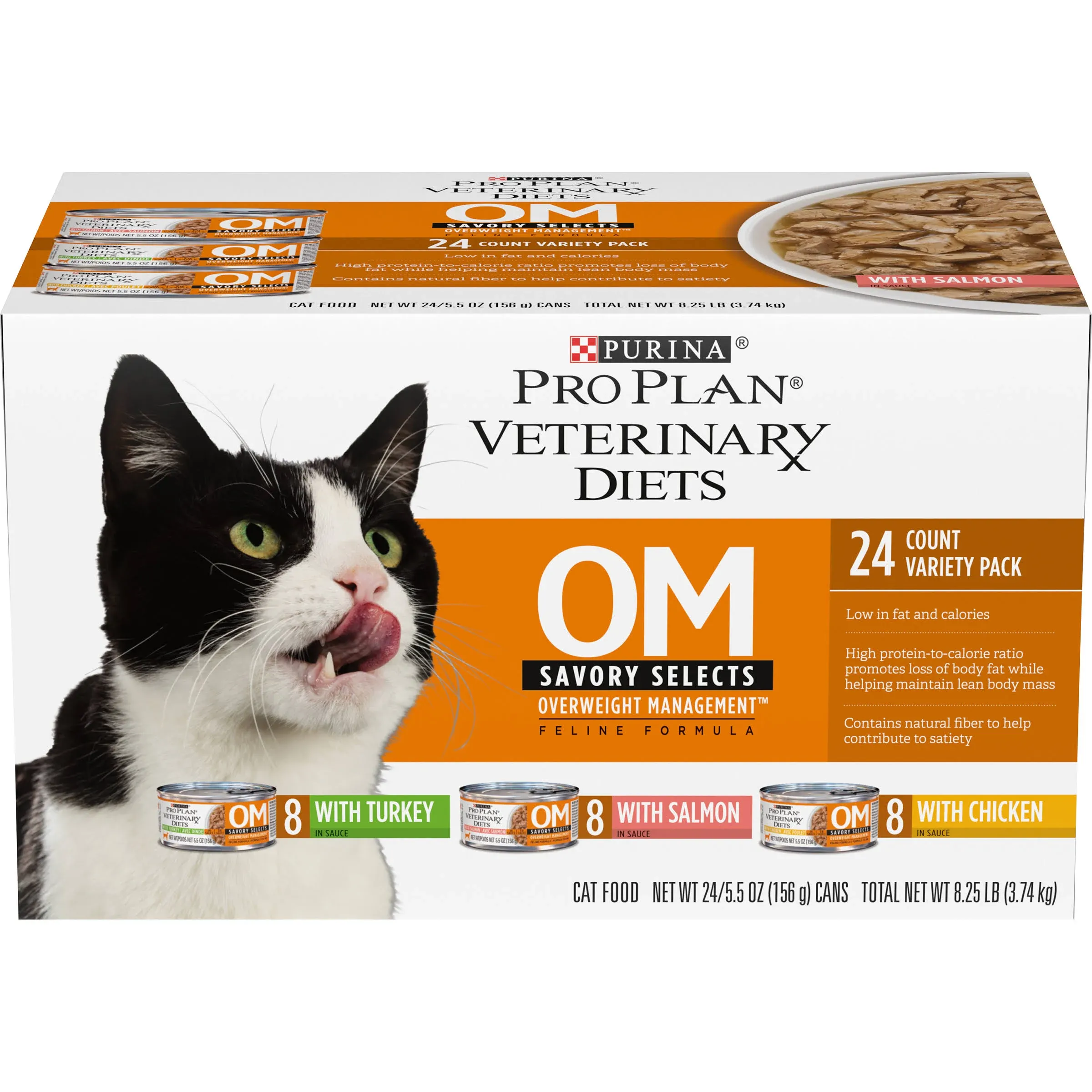 Purina Pro Plan Veterinary Diets OM Overweight Management Savory Selects Variety Pack Wet Cat Food