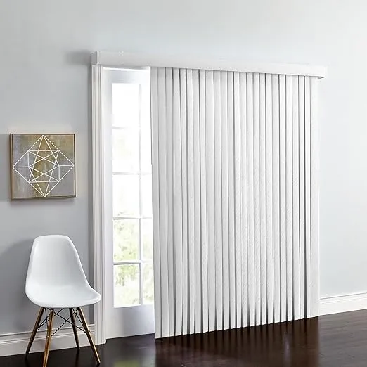 BrylaneHome Embossed Vertical Privacy Slat Blinds - 78" W 84" L, White