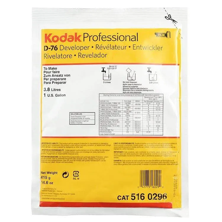 Kodak D-76 Developer Powder, B and W Film 1 Gallon