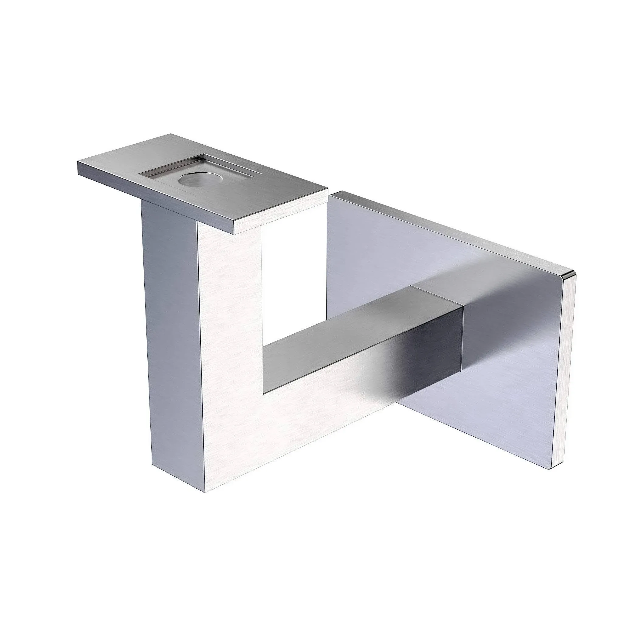 Inline Design - Stainless Steel Handrail Bracket Square for Flat/Curved Bottom Tube Slim Adjustable (Satin Stainless Steel)