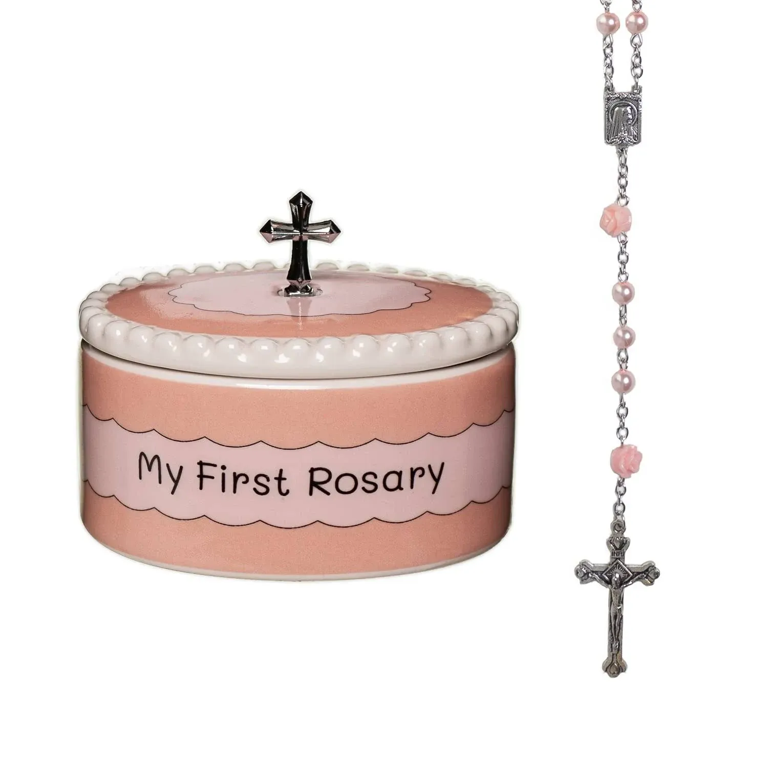 Cascade Goods - Girls My First Pink Rosary & Keepsake Box, Catholic Baptism Gifts ...