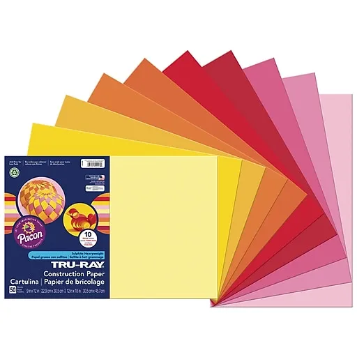 Tru-Ray 12" x 18" Construction Paper, Warm Assorted, 50 Sheets (P102948) | Staples