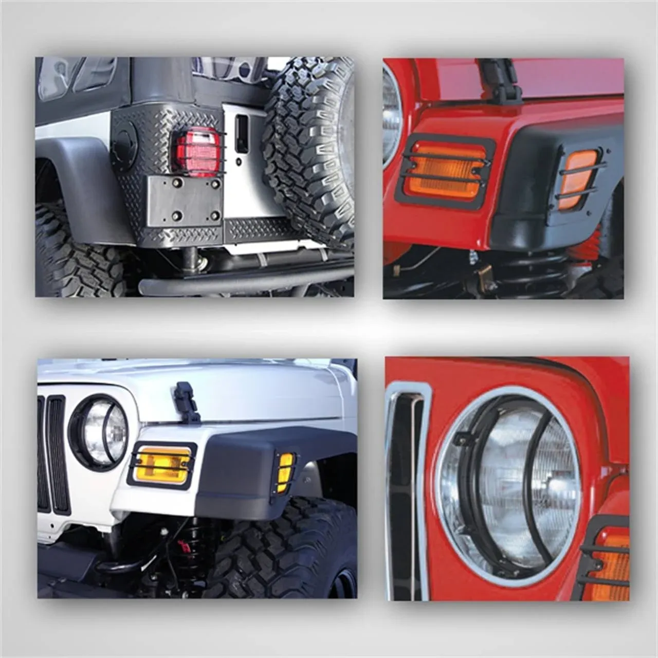 Rugged Ridge 12495.02 8 Piece Euro Light Guard Kit in Black for 97-06 Jeep Wrangler TJ &amp; Unlimited TJ