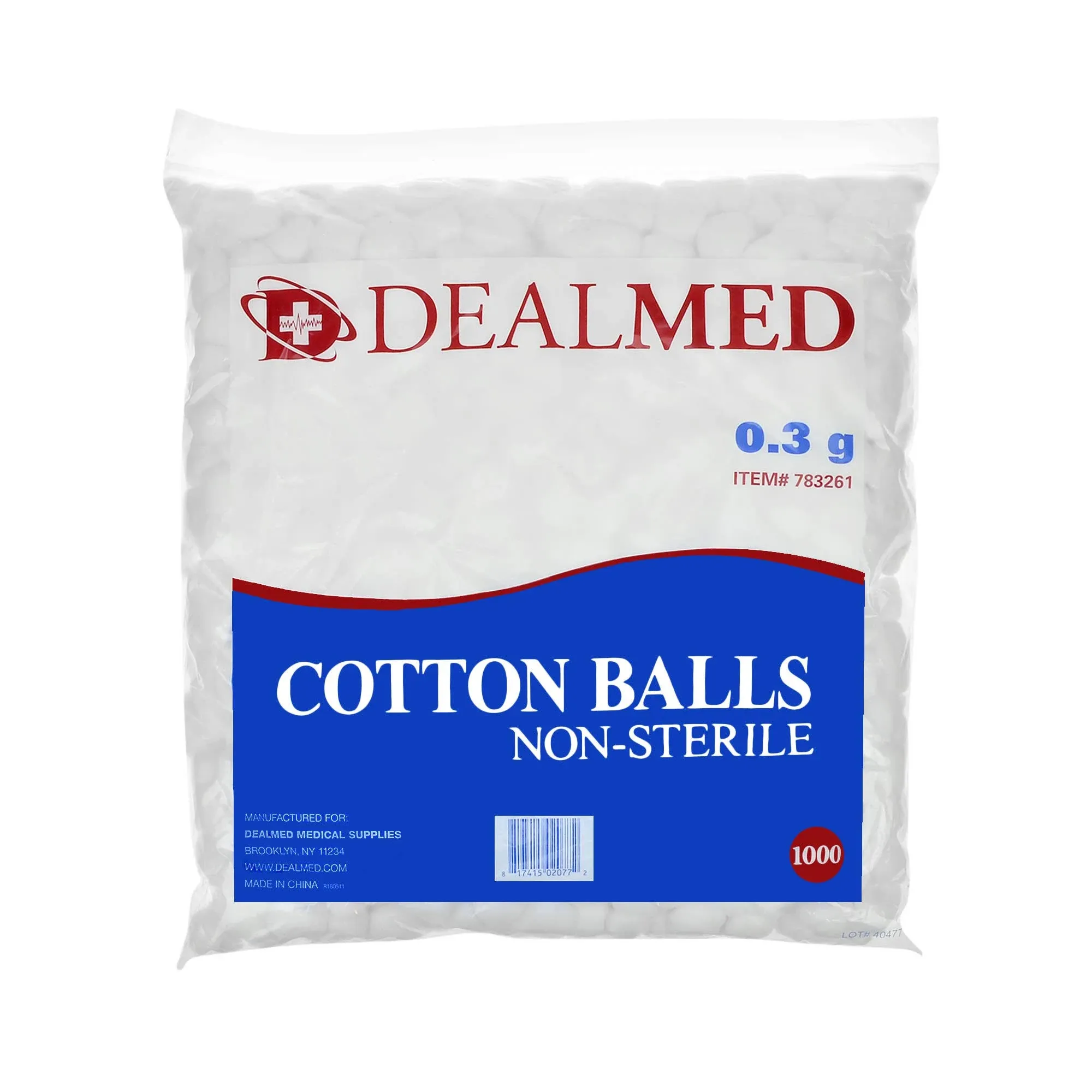 Dealmed Cotton Balls – 1000 Count Medium Cotton Balls, Non-Sterile Bag of Cotton ...