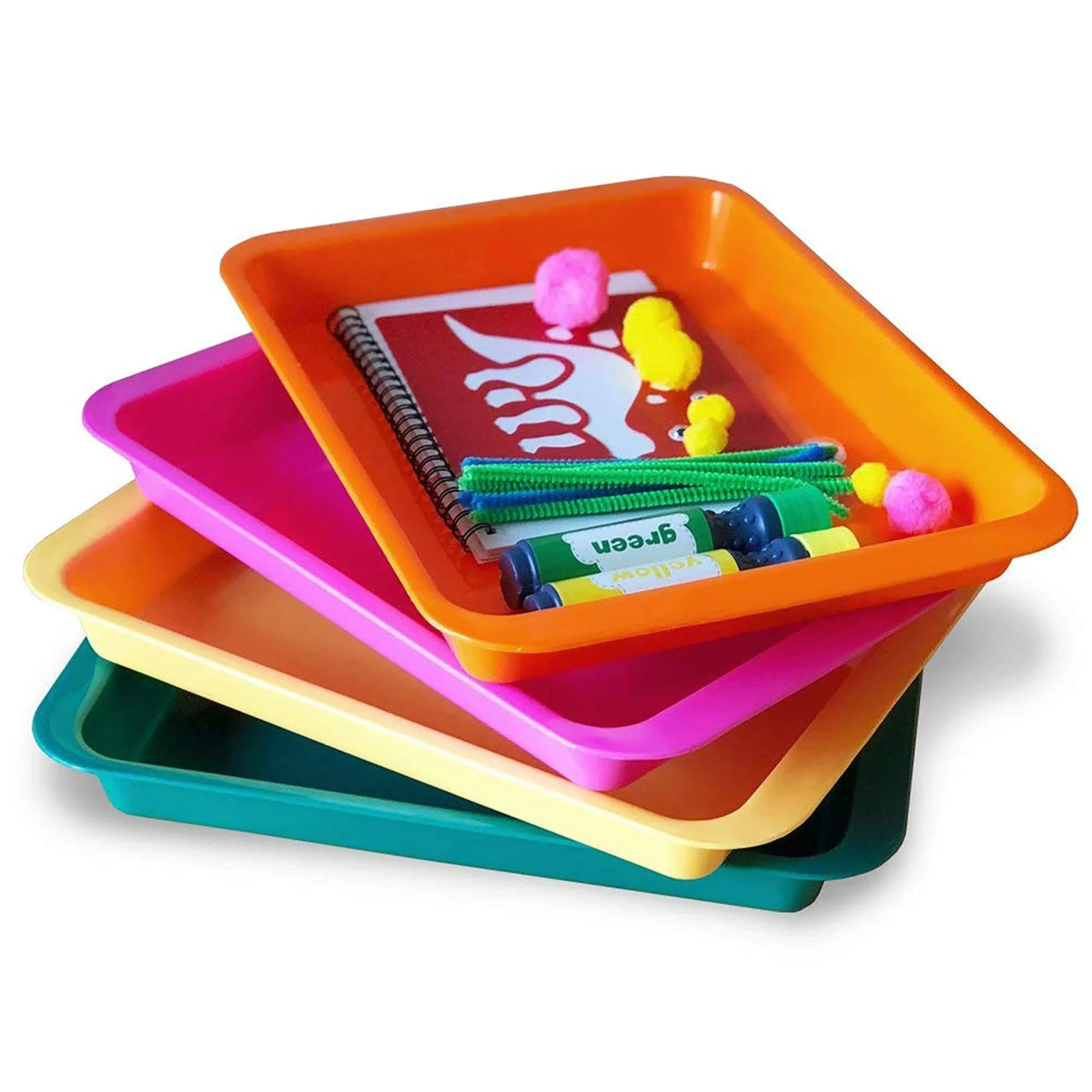 Plastic Trays for Classroom, Office Organizing, Arts & Crafts, Letter & Papers, Flat Storage Bin