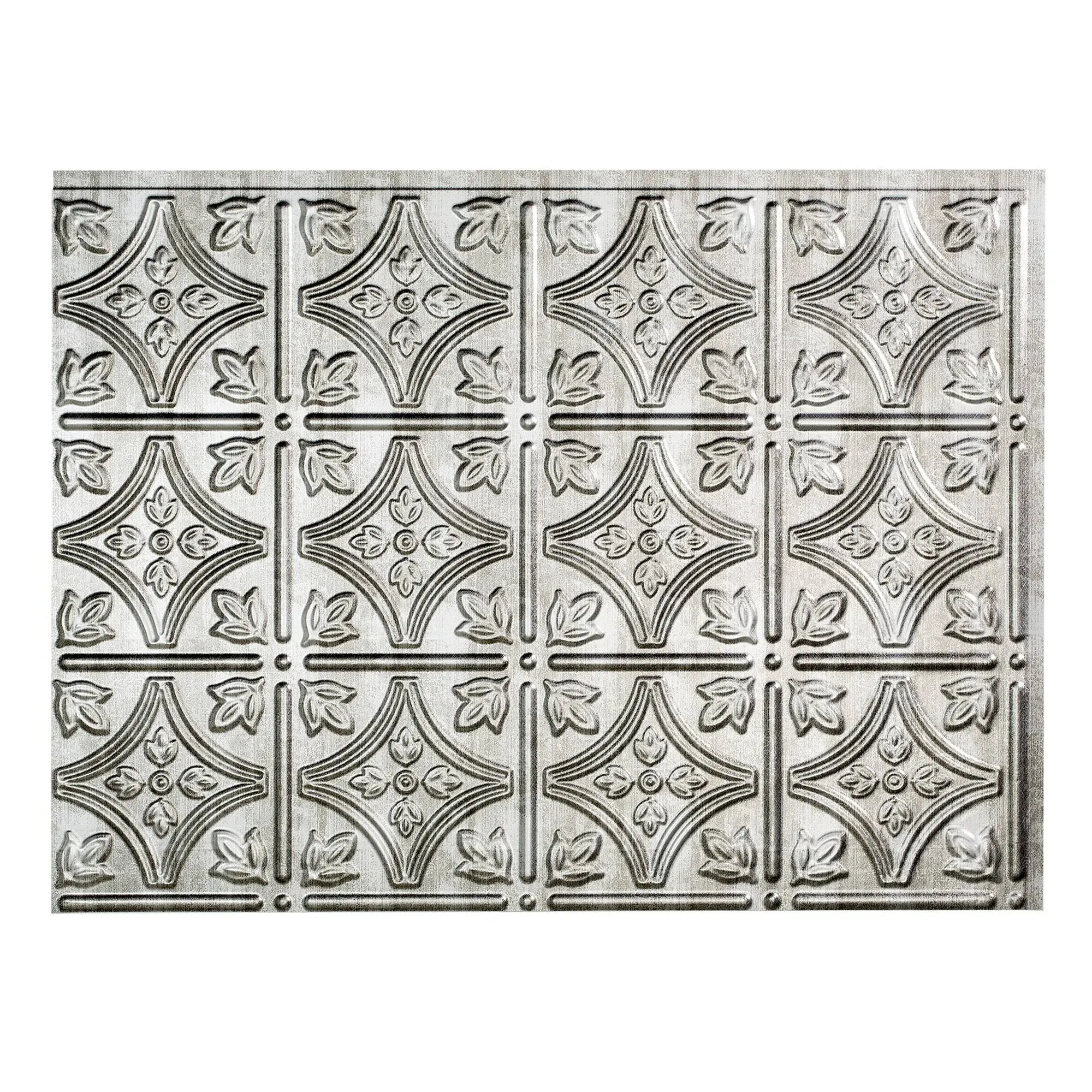 Fasade Traditional 1 Crosshatch Silver Backsplash Panel 15 Sq ft Kit