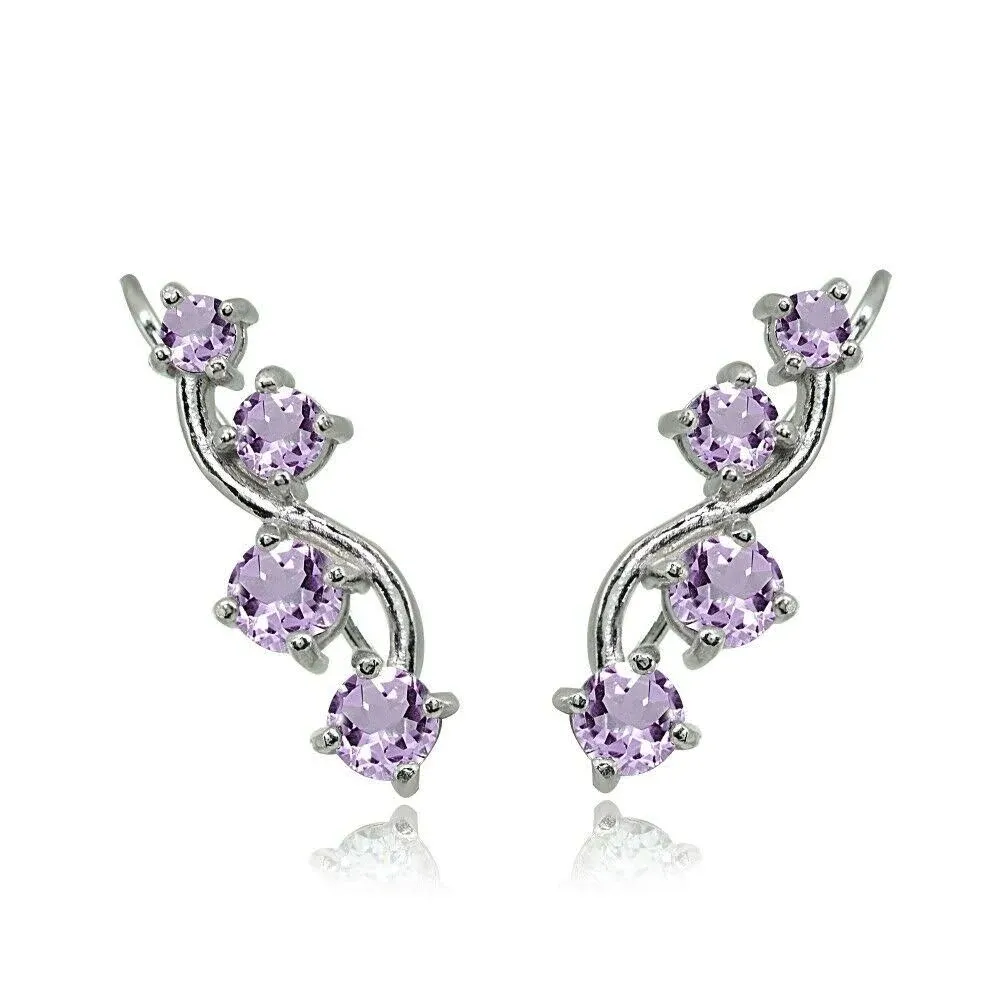 Sterling Silver Amethyst Vine Climber Crawler Earrings