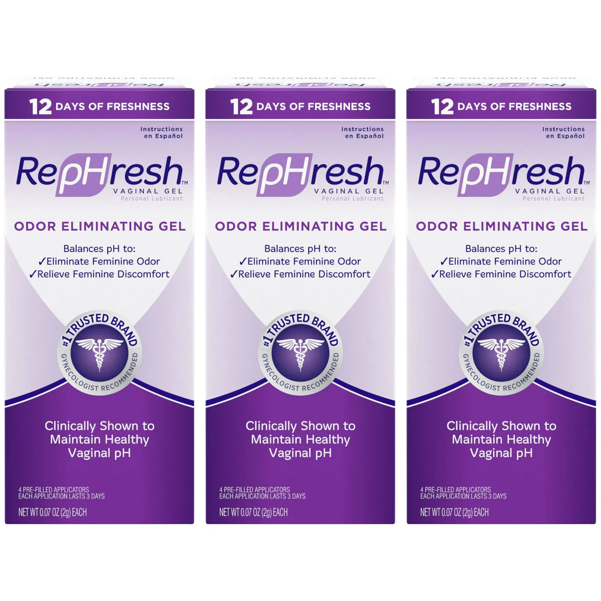 RepHresh Vaginal Gel, Odor Eliminating Gel, 4 ea (Pack of 3)