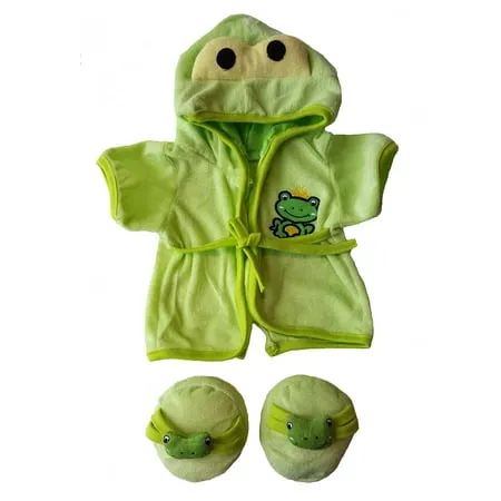 Frog Robe and Slippers Pajamas Outfit Teddy Bear Clothes Fit 14 inch - 18 inch Build-A-Bear and Make Your