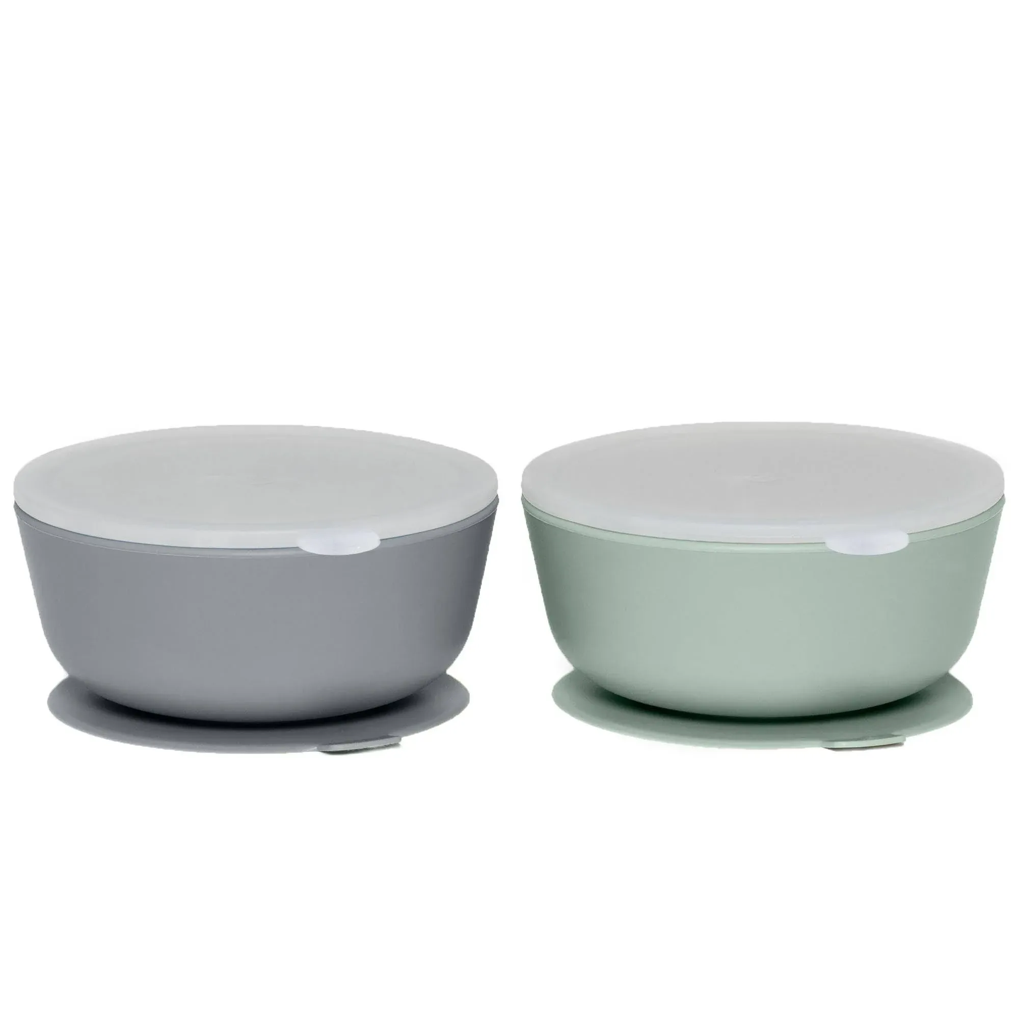 Silicone Baby or Toddler Suction Bowls With Premium Hard Plastic Lids