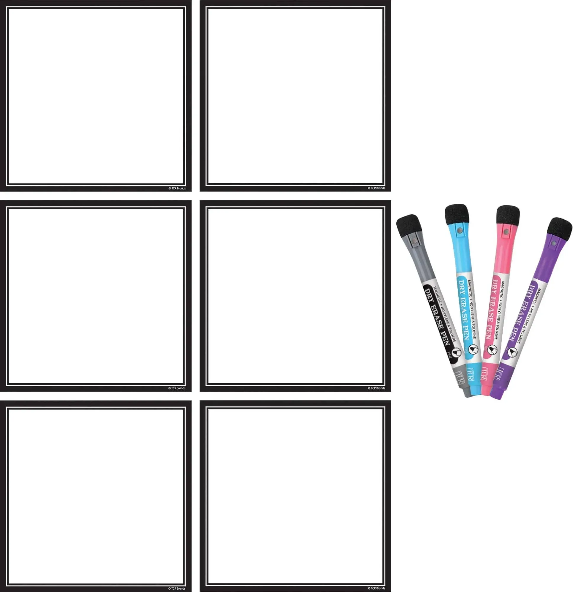 Teacher Created Resources Black & White Dry-Erase Magnetic Square Notes