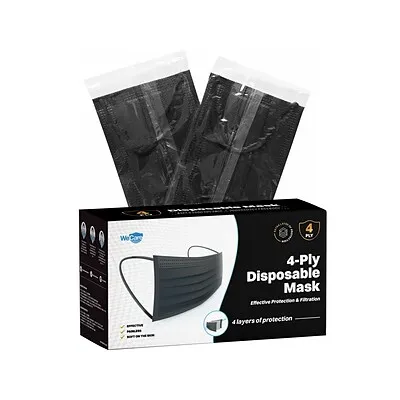 WeCare Disposable Face Mask 4-Ply Black 50 Pack