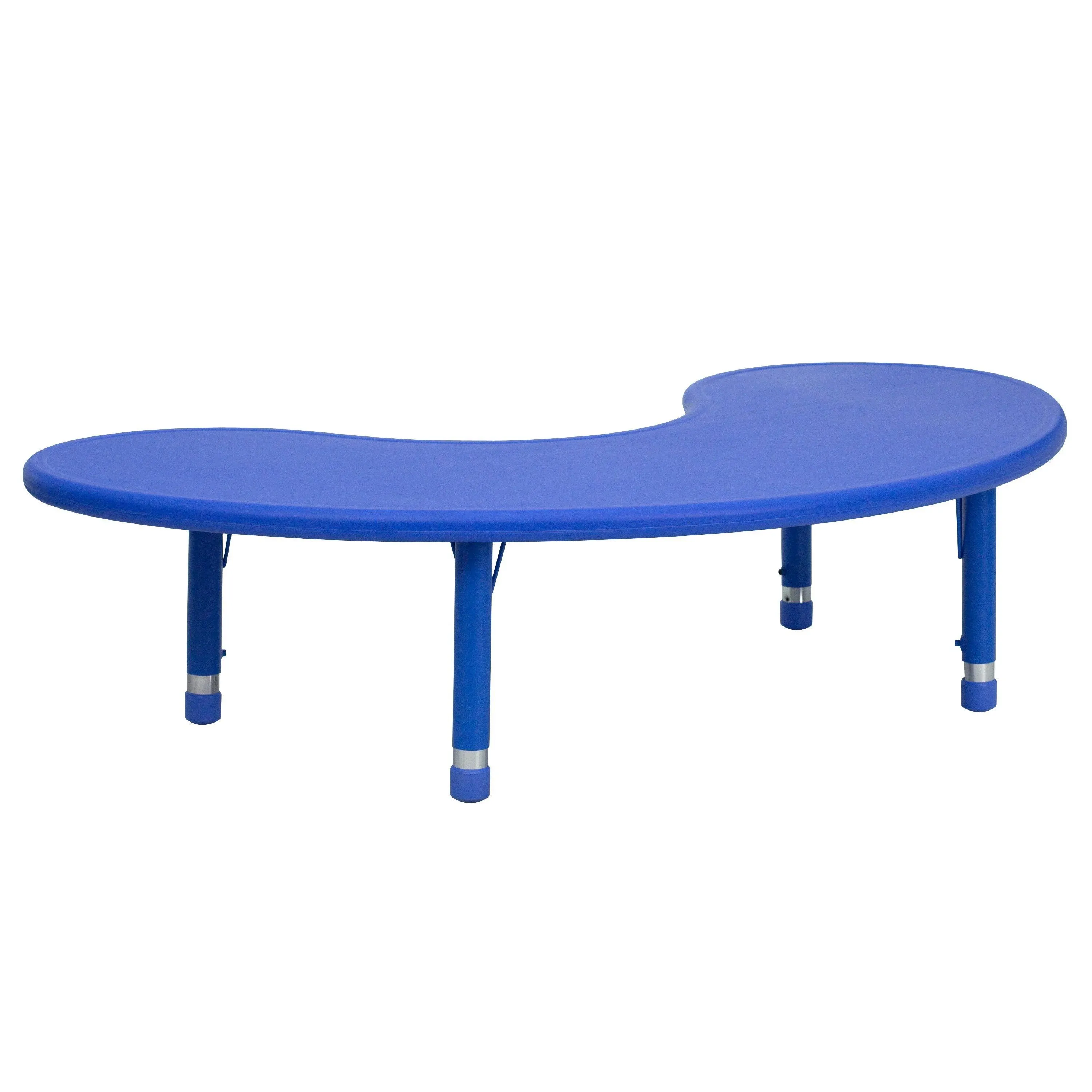 Flash Furniture Height Adjustable Half-Moon Blue Plastic Activity Table