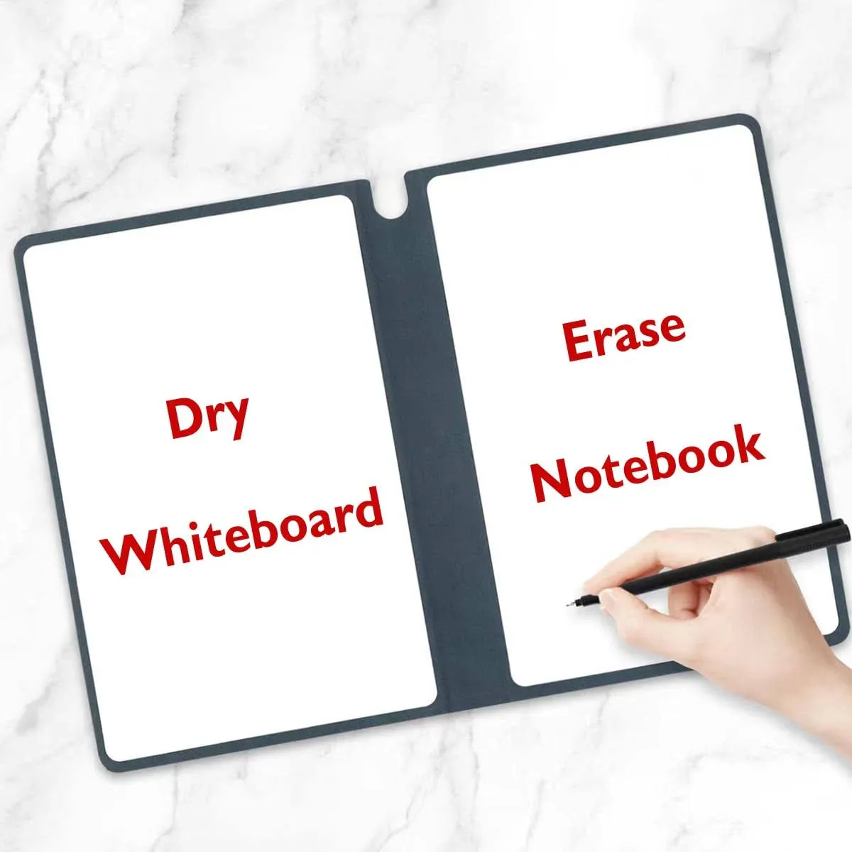 Dumanasen Small Reusable Dry Erase Notebook, 13.3&#034;x9.4&#034; Erasable Deep Gray 