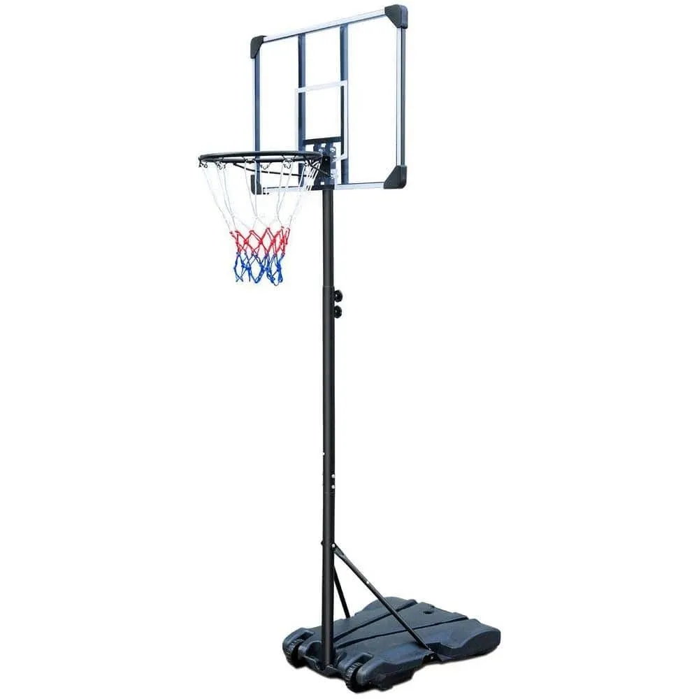 Aukfa Portable Basketball Hoop Adjustable Height 5.4ft - 7ft Backboard for Kids Adults Indoor Outdoor - Black