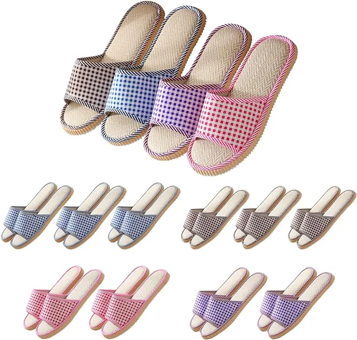 10 Pairs Washable House Slippers for Guests,Disposable Slippers for Guests,Breathable Open Toe Indoor Slipper,Spa Slipper for Guests,Home,Bedroom,Hotel,Travel,Unisex Universal Size(6 Large Size+4