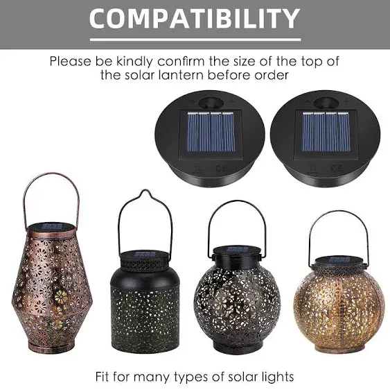 2 Pack Solar Lights Replacement Top - 10 Lumens LED Solar Panel Lantern Lid ...