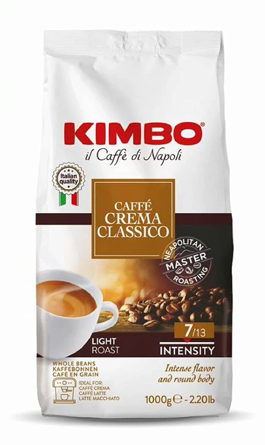 Kimbo Caffe Crema Classico Whole Bean Coffee, 2.2 lbs