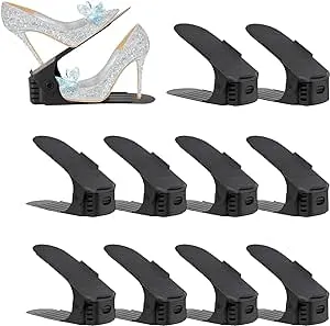 Soerreo Shoe Slot Storage Box Adjustable Shoe Rack Save Space Suitable for High Low Heels, Sneakers and Sandals (10 Piece Set)