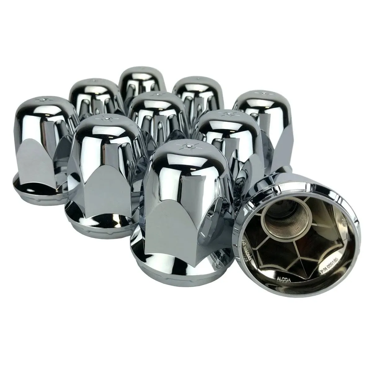 10 Alcoa 33mm Chrome Screw On Hex Lug Nut Covers with Flange for hub Covers