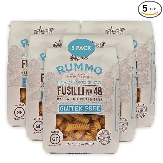 Rummo Gluten Free Fusilli N.48 - Gluten Free Fusilli Pasta Noodles, Made with Brown Rice & Corn, Pasta from Italy - 12 Ounce (Pack of 5)