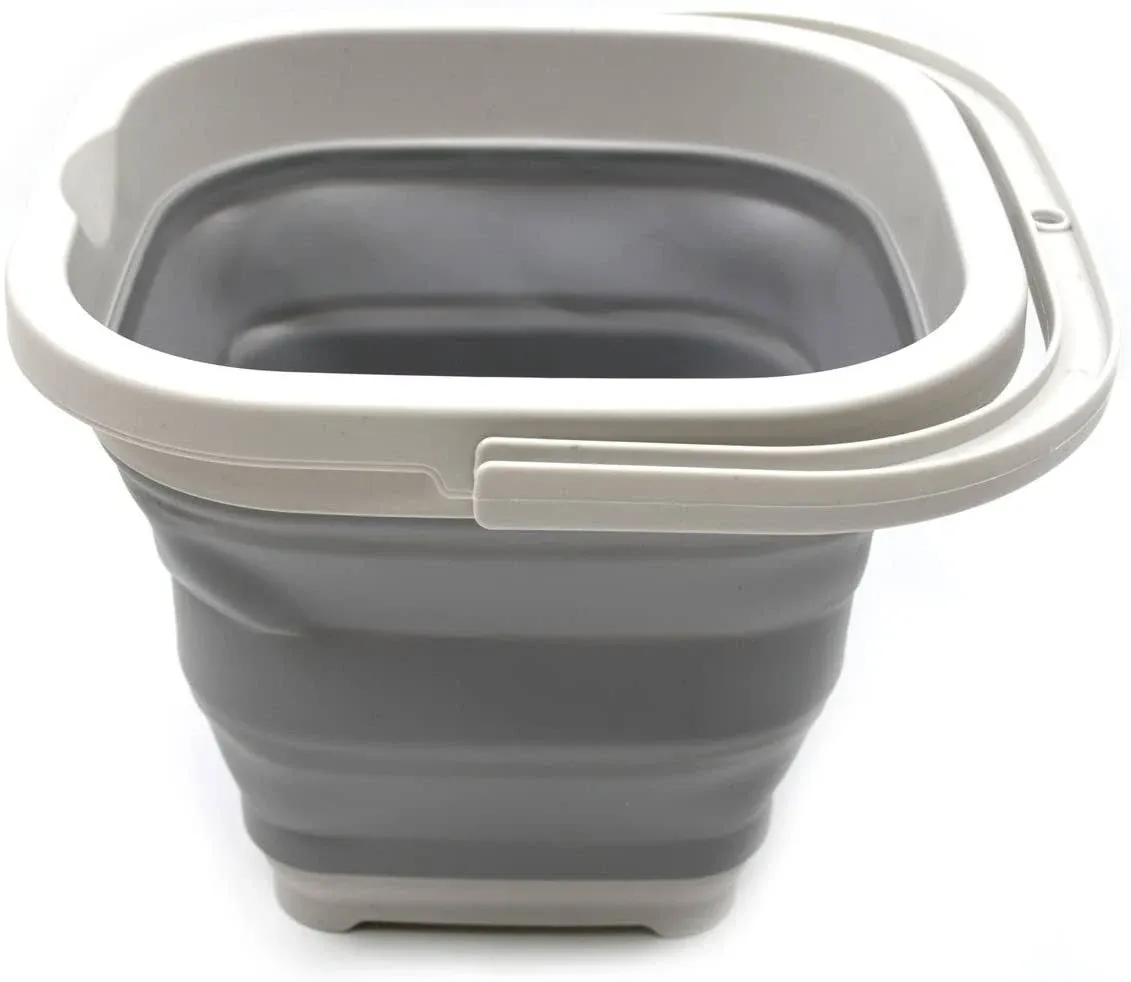 SAMMART 5L (1.3 Gallon) Sqare Collapsible Plastic Bucket - Foldable Square Tub ...