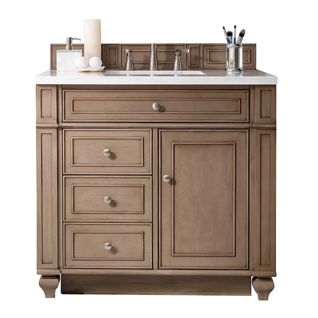 James Martin Bristol 36" Single Bathroom Vanity in Whitewashed Walnut (Top Not Included)