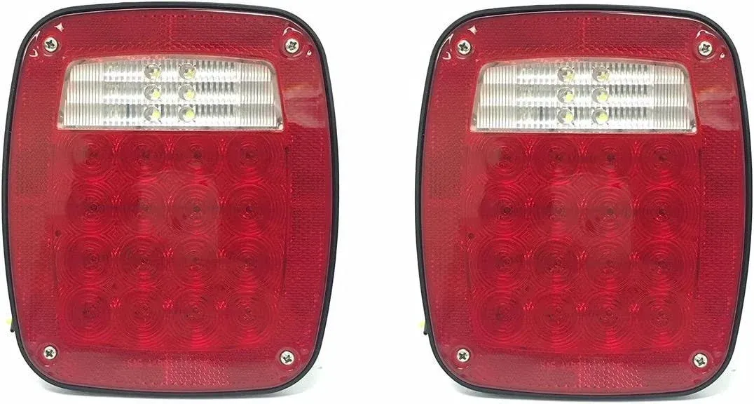 MaxxHaul 80685 2 Pack Universal Square 12V Combination 38 LED Signal Tail Lig...